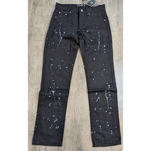 NWT Young Rich & Famous Straight Jeans Youth Size 16 Black Paint Splattered